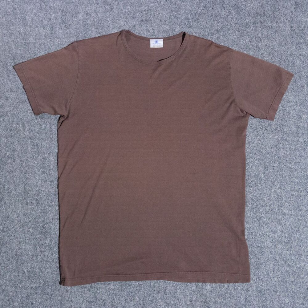 Sunspel Short Sleeve Cotton Crewneck T-Shirt XL Brown England Lightweight Preppy